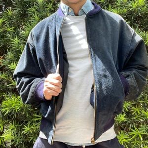 Navy Blue Vintage suede Jacket